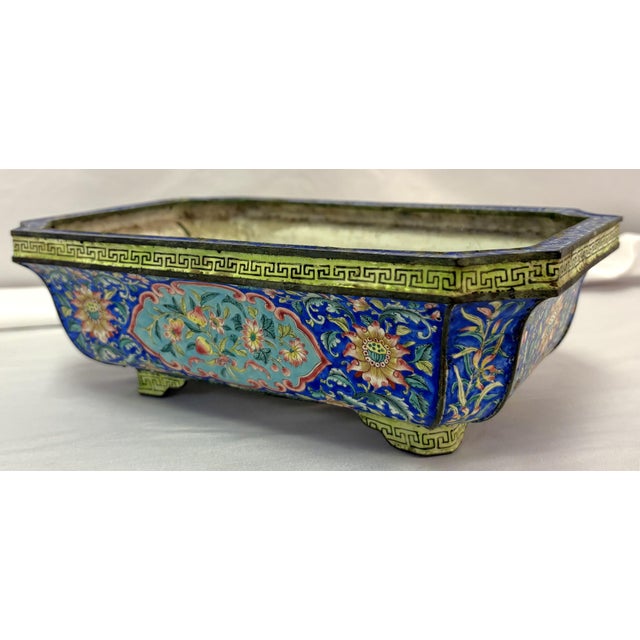 18th Century Chinese Canton Enamel Jardiniere Bonsai Container With Exquisite Decorations For Sale - Image 4 of 18
