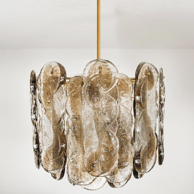 Large Chandeliers with Citrus Swirl Smoked Glass attributed to J. T. Kalmar for Kalmar, Austria, 1969 For Sale - Image 12 of 13