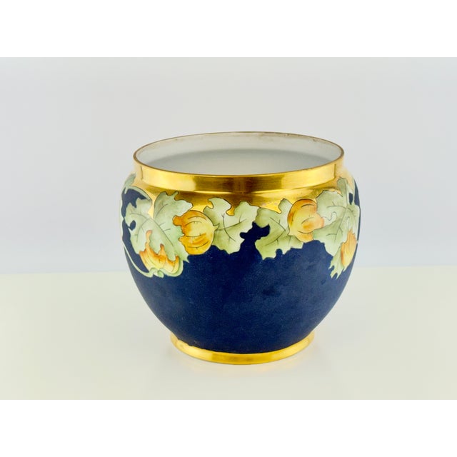 Ceramic Antique O&eg Royal Austria Hand-Painted Cobalt & Gilt Porcelain Jardinière For Sale - Image 7 of 12