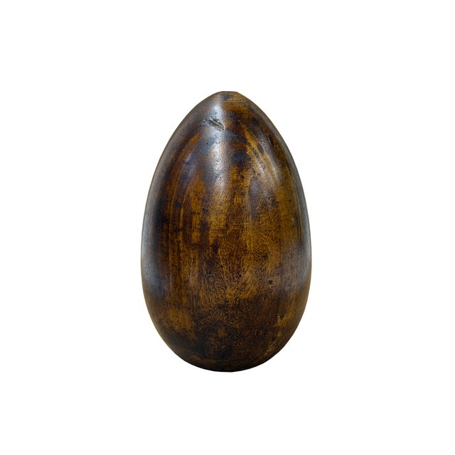 Vintage Oval Egg Shape Wood Relief Carved Buddha Meditation Figure For Sale In San Francisco - Image 6 of 8
