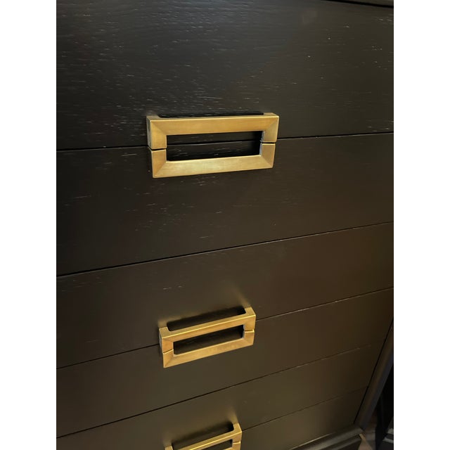 Frankl Mont Deco Inspired Set of Mid Century Chests of Drawers Black Brass Accents For Sale - Image 14 of 17