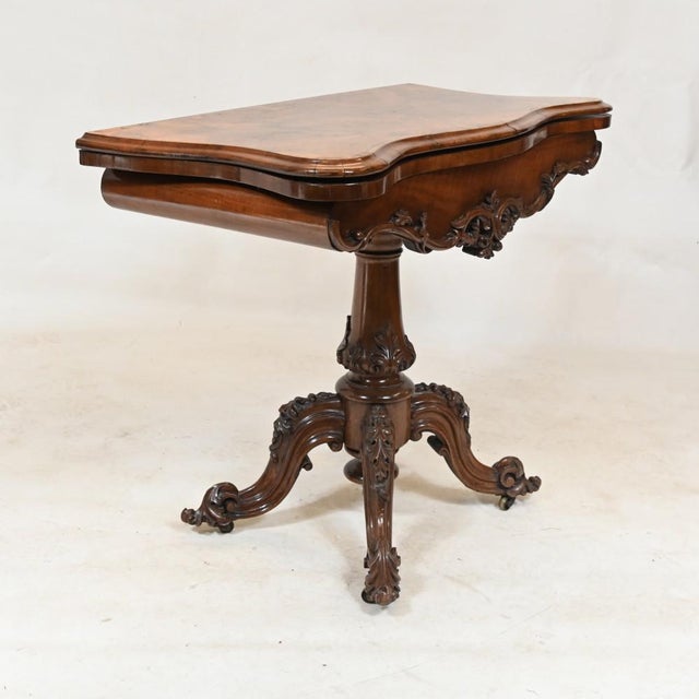 Victorian Walnut Card Table, 1860s For Sale - Image 10 of 12