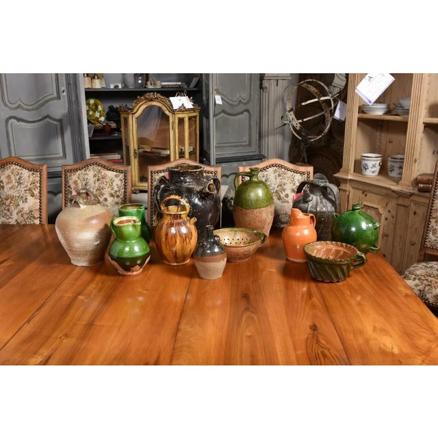 French 19th Century Green and Brown Glazed Pottery Cake Mold with Grooves For Sale - Image 4 of 12