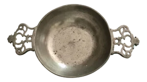 1920s Vintage British Pewter Double Handle Porringer/Catch All