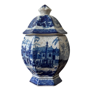 Blue and White Delft Style Lidded Vase
