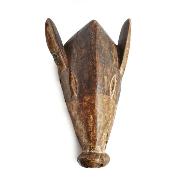 Vintage Chokwe carved wood tribal pig or Ngulu mask from Democratic Republic of Congo. Originally used in dance ceremonies...