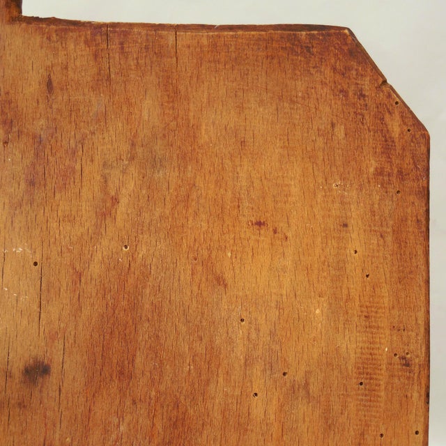 Chocolate 19th Century Large Antique Rustic Primitive Hardwood Bread Board / Chopping Block - Kitchen Cuttign Board For Sale - Image 8 of 11
