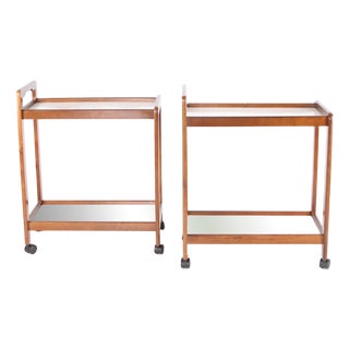 Wooden and Laminate Trolleys, 1970s, Set of 2 For Sale