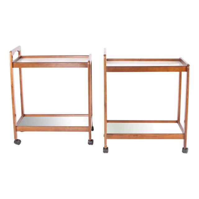 Wooden and Laminate Trolleys, 1970s, Set of 2 For Sale