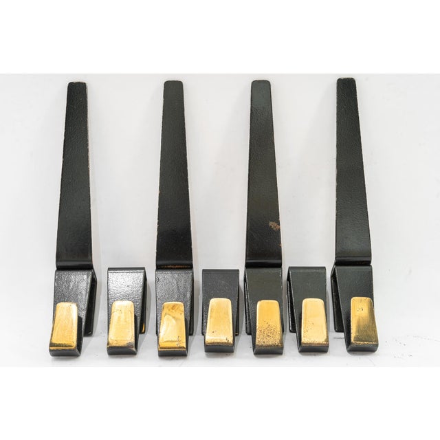 Black and Brass Wall Hooks, Vienna, Austria, 1960s, Set of 7 For Sale - Image 4 of 10