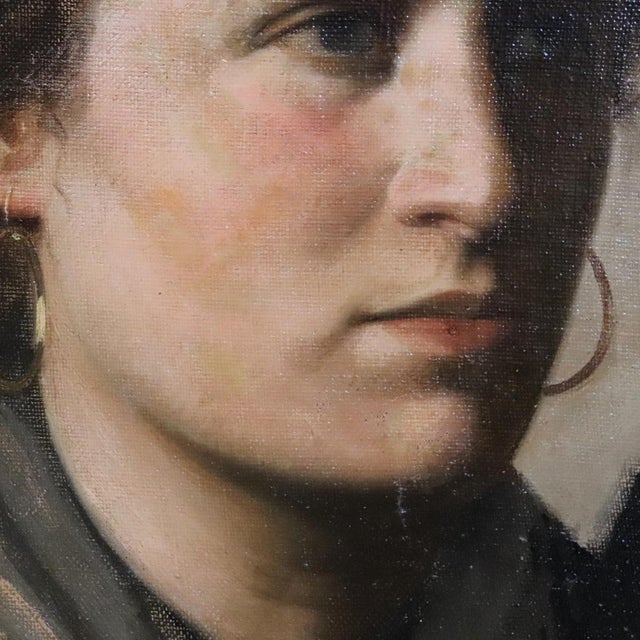 Nazzareno Sidoli, Female Portrait, Oil Painting on Canvas, Early 20th Century, Framed For Sale - Image 12 of 16