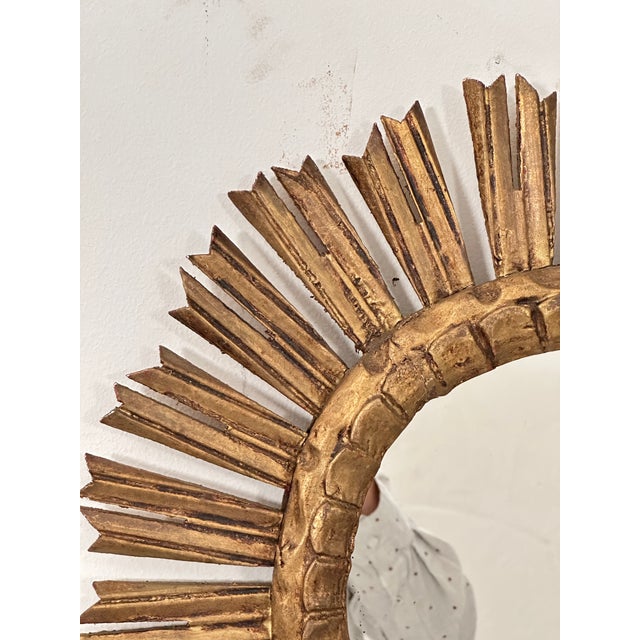 Mid 20th Century French Gilt Sunburst or Starburst Mirror (Diameter 20) For Sale - Image 5 of 8