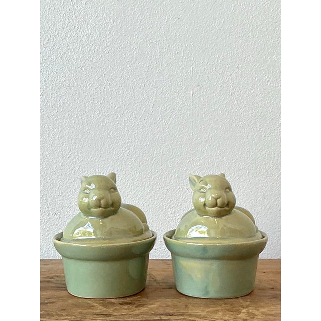 Vintage Boho Petite Bunny Lidded Casserole Dishes - A Pair For Sale - Image 11 of 12