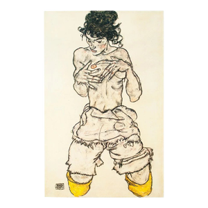 1981 Egon Schiele 35 Erotic Drawings Kneeling Semi Nude