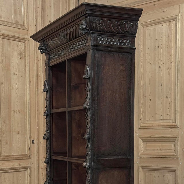 19th Century Renaissance Revival Carved Oak Barrister's Bookcase For Sale - Image 15 of 18
