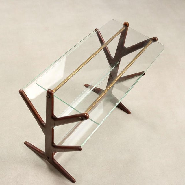 Vintage Wooden and Glass Magazine Rack, 1950s For Sale - Image 6 of 11