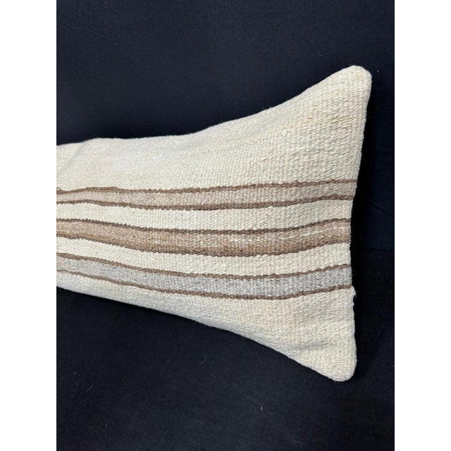 Turkish Hemp Pillow Cushion Natural Beige Brown Cushion Cover 14"x40" For Sale - Image 4 of 4
