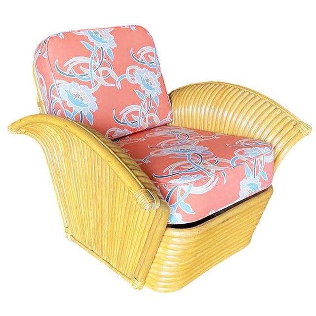 Wood Restored Rattan "Golden Girls" Sofa & Lounge Chairs Livingroom Set For Sale - Image 7 of 14