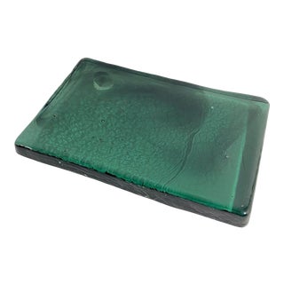 Blenko Dalle De Verre Art Glass Cheese/Charcuterie Tray in Emerald For Sale