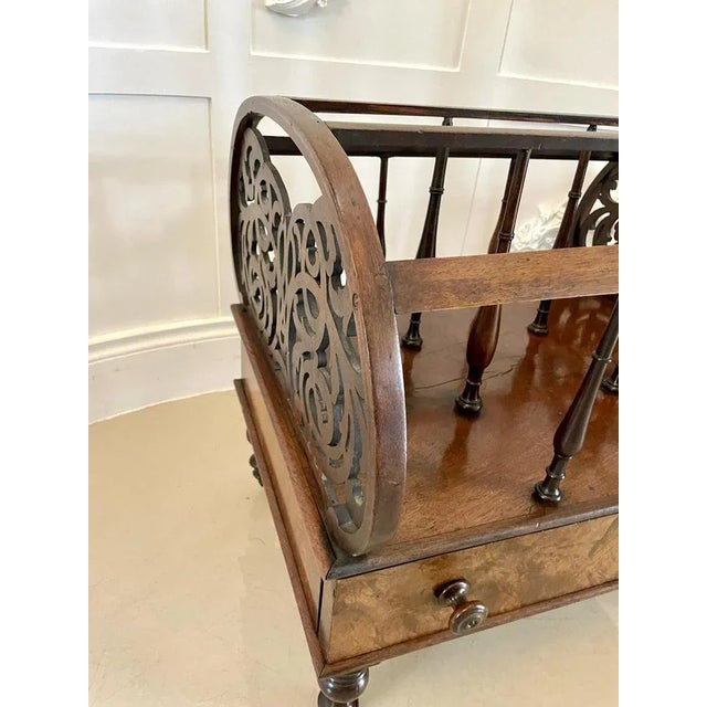 Large Victorian Freestanding Burr Walnut Canterbury, 1850s For Sale - Image 9 of 12
