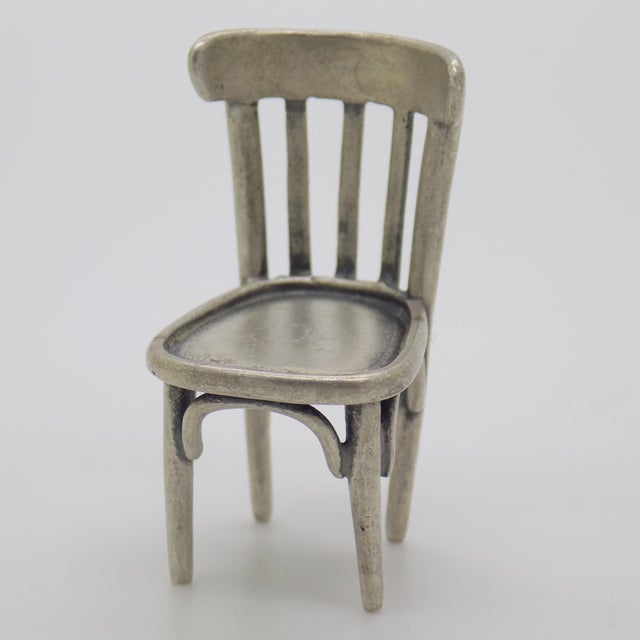 Vintage Italian Handmade Silver 800 Kitchen Chair Dollhouse Miniature, Arezzo, 1980s For Sale - Image 11 of 11