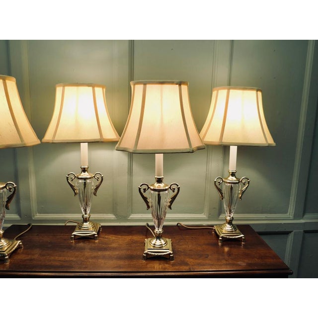 1980s Vintage Hollywood Regency Glass Table Lamps, 1980, Set of 4 For Sale - Image 5 of 9