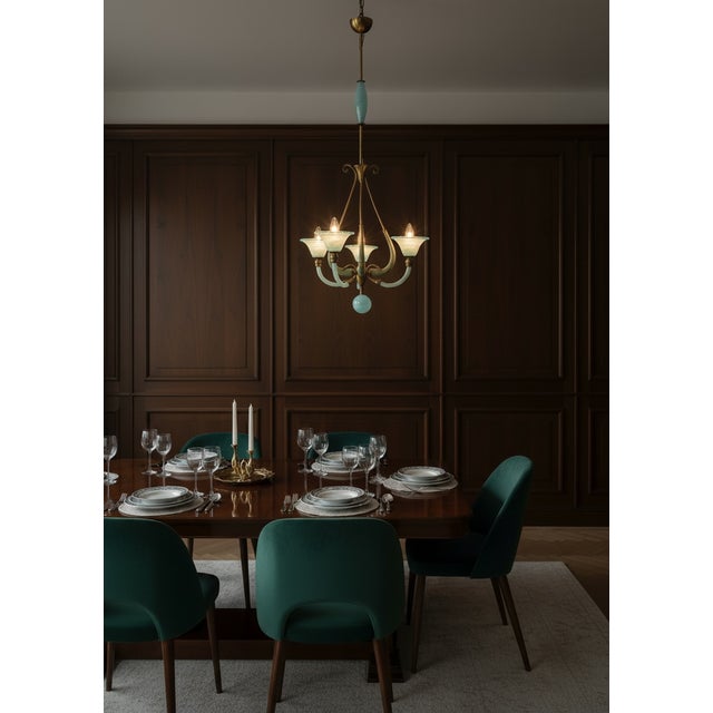 Italian Blue Murano Glass Chandelier, 1950s For Sale - Image 4 of 18