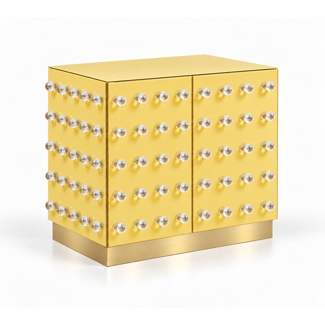 Contemporary Butter Yellow Murano Glass Cabinet with Brass Plinth from Justfurnituress SRL For Sale - Image 3 of 9