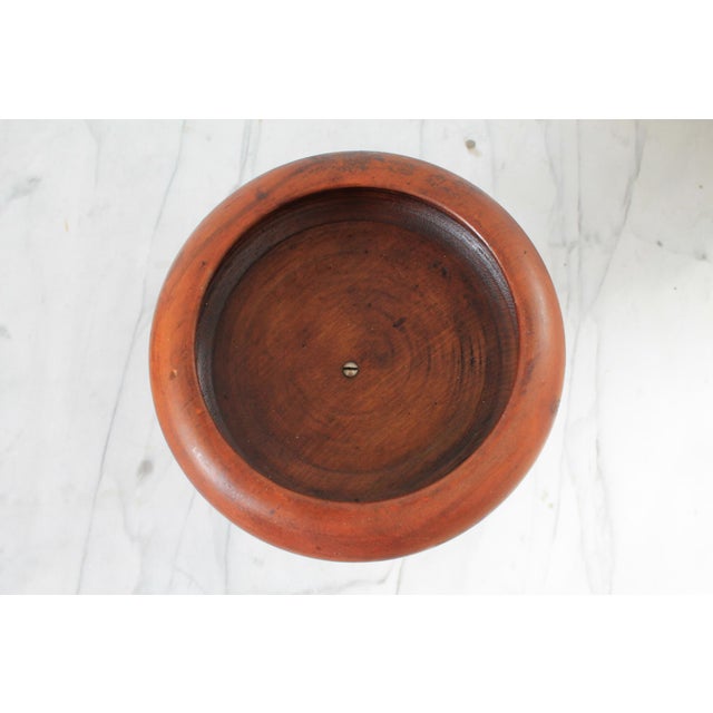 Vintage Turned Wood Pedestal Bowl For Sale In Milwaukee - Image 6 of 9