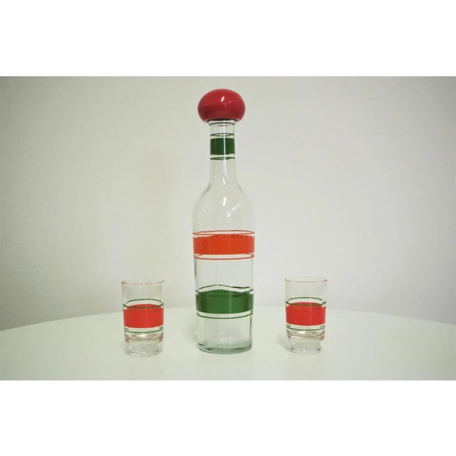Glass Bottle and Glasses for Liquor, 1960s, Set of 6 For Sale - Image 7 of 8