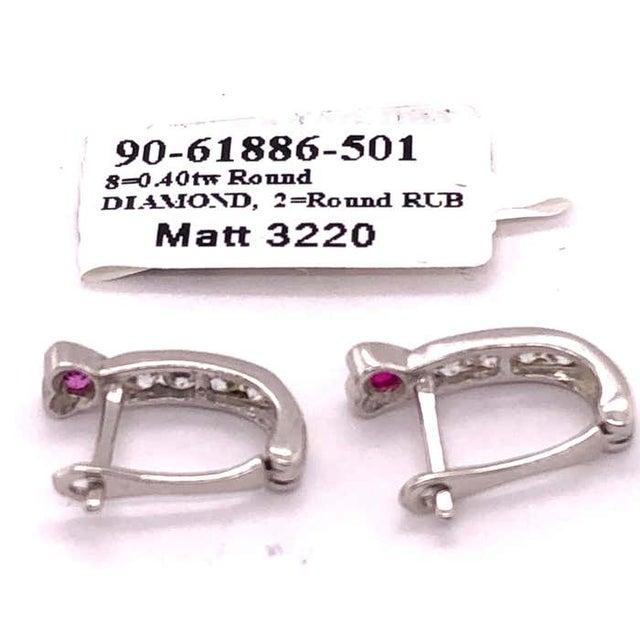 2010s 14 Karat White Gold Diamond and Ruby Earrings Latch Back 0.40 TDW, A Pair For Sale - Image 5 of 7
