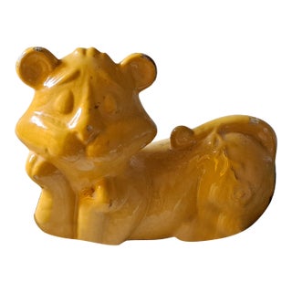 Modern 1960s Yellow Lying Cat Bank For Sale