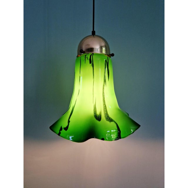 Green Marbled Opaline Glass Pendant Light from Peill & Putzler, 1970s For Sale - Image 11 of 18