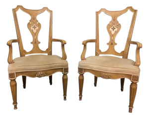 1990s Henredon Dining Chairs With Armrests - A Pair