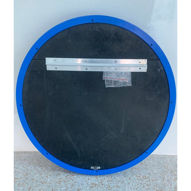 Metal 1980s Electric Blue Metal Framed Wall Mirror For Sale - Image 7 of 10