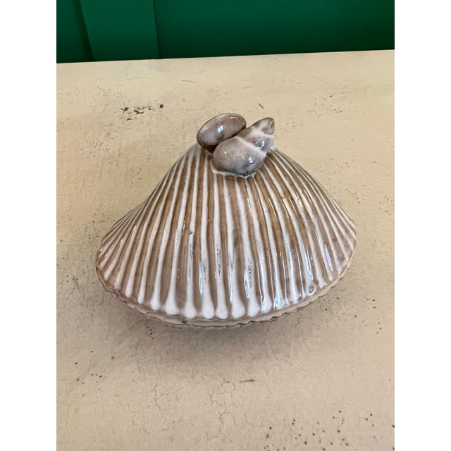 Tan 1980s Stoneware Shell Box For Sale - Image 8 of 9