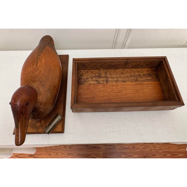 Americana Duck Decoy Solid Wood & Brass Decorative Lidded Box For Sale - Image 11 of 12