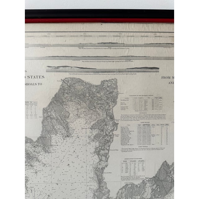Mid 19th Century Antique Map of Martha's Vineyard, Nantucket and Block Island Coast Survey Framed For Sale - Image 5 of 12