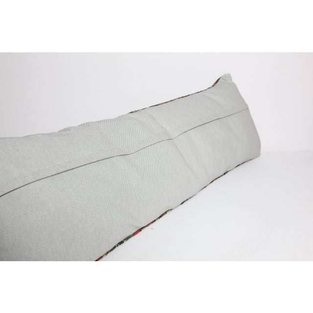 Antique Navy Blue Authentic Tribal Handmade Lumbar Rug Pillow Cushion Cover -16'' X 43'' For Sale - Image 10 of 10