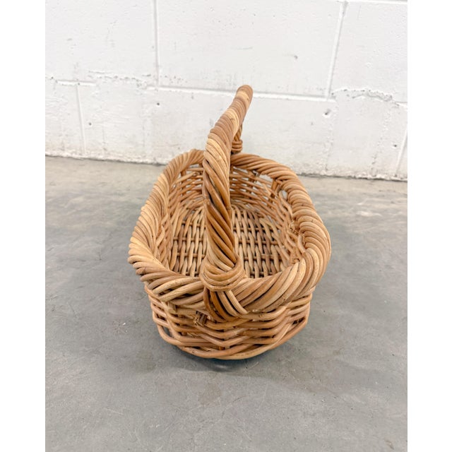 Wood Vintage Wicker Oval Basket For Sale - Image 7 of 7