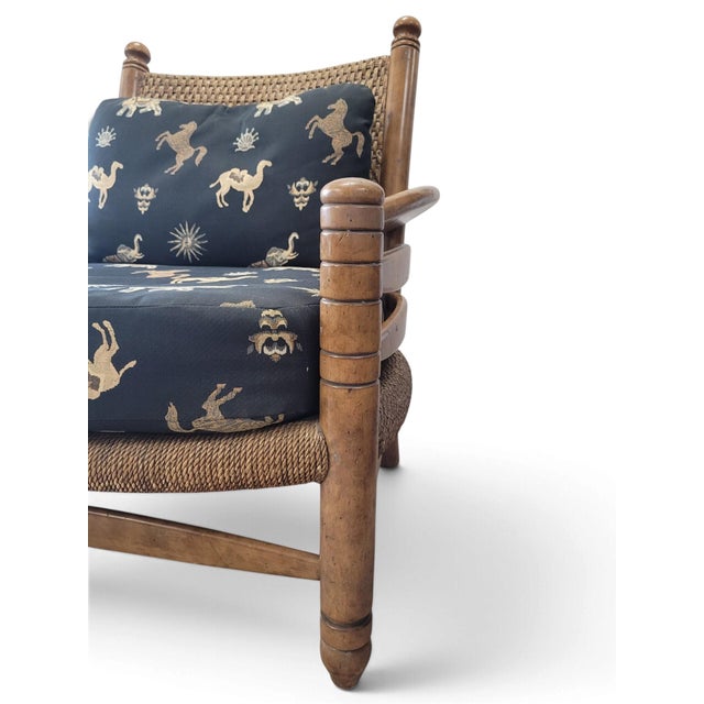 Maitland-Smith British Colonial Cane Lounge Chair & Ottoman, C. 1990 For Sale - Image 15 of 16