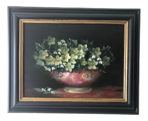 20th Century English Floral Still Life Oil Painting, Framed
