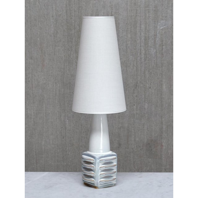 Misty Blue Glazed Ceramic Table Lamp by Einar Johansen for Søholm, Denmark, 1960s For Sale - Image 12 of 12