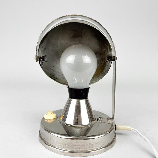 Silver Bauhaus Mushroom Table Lamp, Czechoslovakia, 1930s For Sale - Image 8 of 10