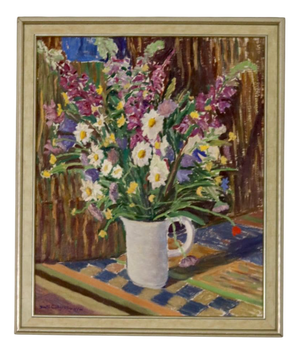 Bertil Lundgren, Flower Still Life, 1960s, Oil on Panel, Framed