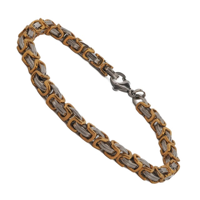 Contemporary Two Color Design Bold Chain Men's Bracelet For Sale - Image 3 of 7