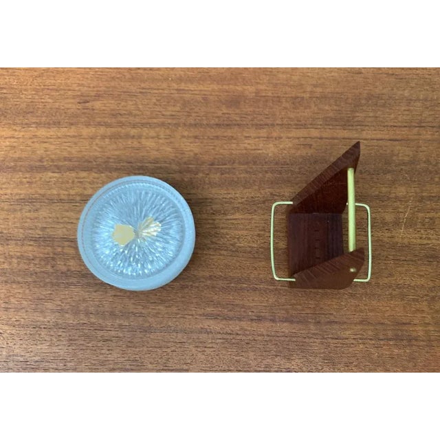 Mid-Century German Lead Crystal Glass Coasters in Teak Tray, 1960s, Set of 6 For Sale - Image 5 of 13