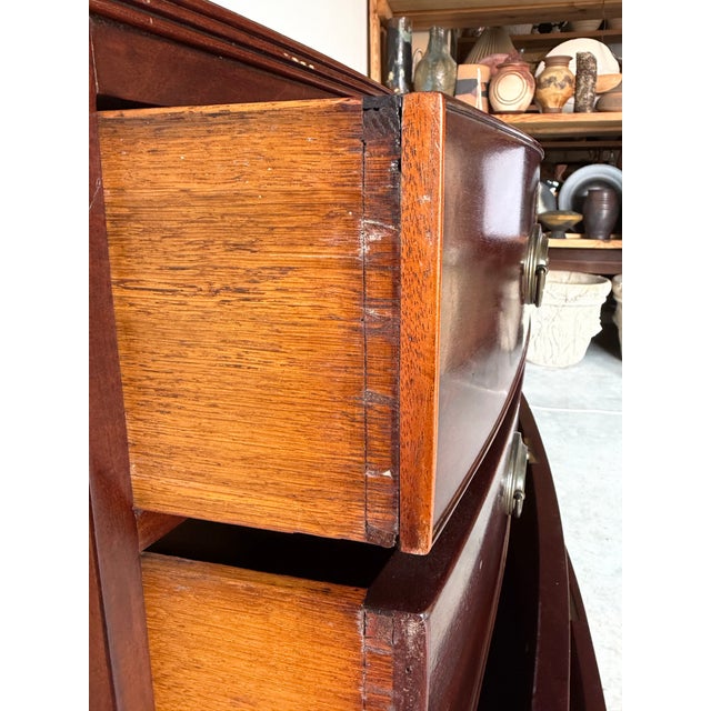19th Century English Mahogany Bowfront Chest of Drawers For Sale - Image 4 of 13