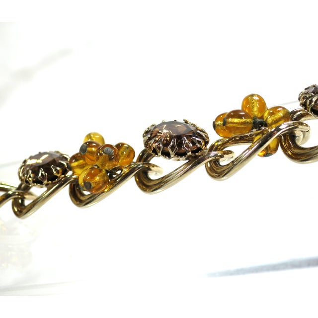 Vintage Designer Amber Crystal Link Bracellet 1950s For Sale - Image 4 of 8
