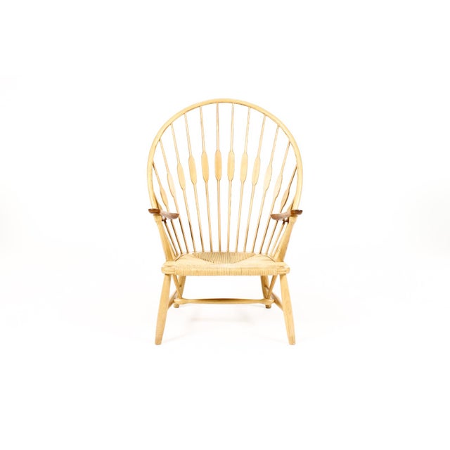 Mid-Century Modern 1960s Danish Modern Mid Century Peacock Lounge Armchair– Hans Wegner for Johannes Hansen — Ash + Teak For Sale - Image 3 of 12